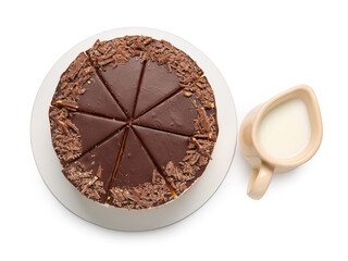 Sweet birds milk cake on white background