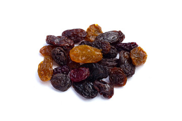 Dried grape on white background.