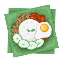 Nasi lemak illustration, Malaysia food, traditional malay food