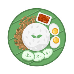 Nasi lemak illustration, Malaysia food, traditional malay food