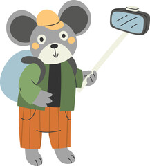 Mouse Tourist With Selfie Camera