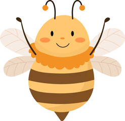 Happy Bee Raising Hands Up