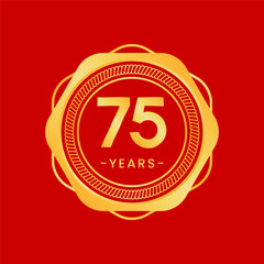 75 years anniversary, gold hexagon anniversary template with circular rope