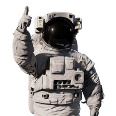 astronaut pointing upwards, isolated on transparent background  © dottedyeti