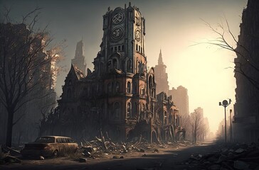 Obraz premium The Forlorn Remains of a Once Vibrant City Generative AI