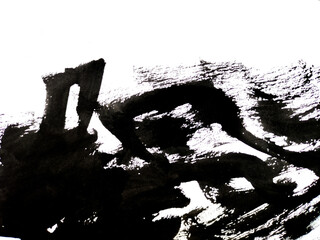 Fototapeta premium Abstract background ink grunge texture splash black watercolor drip art.drawing art from black The background is drawn on paper with paints.acrylic splashing Black stuff from the brush.drawing Origi.