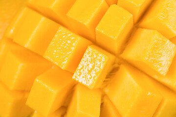 closeup of mango slice texture background.