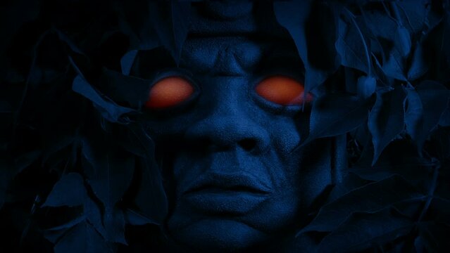Statue Face Revealed In Jungle With Glowing Eyes