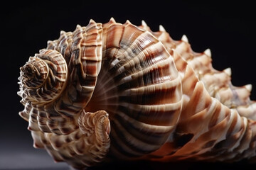 The pattern of a seashell detailed close-up made by generative ai