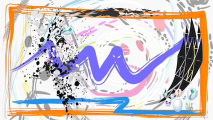 Abstract digital colour painting  background and texture  design by use drawing on canvas style use brush stroke, stream line, splash and dot painting