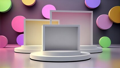 Generative AI, Product Display Stand on Soft Pastel Bokeh Background for Presenting and Showcasing Any Product with Style and Elegance