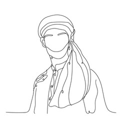 Drawn Arabian man on white background