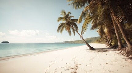 Obraz na płótnie Canvas A Tropical Dream: A Serene Beach with Crystal Clear Waters and Pristine Sand, AI-Generated