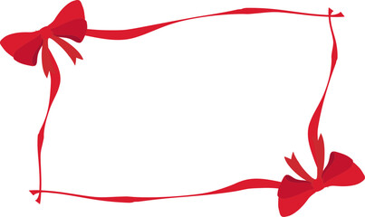 赤いリボンのフレームイラスト10