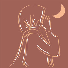 Drawn Arabian woman on brown background