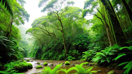 A tropical forest after the rain.