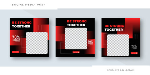 Be strong together fitness body social media banner and postt template