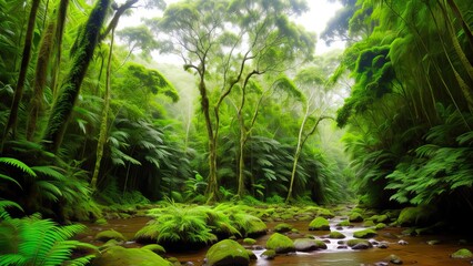 A tropical forest after the rain.