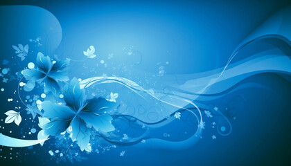 Fototapeta na wymiar abstract blue beautiful floral background, generative ai