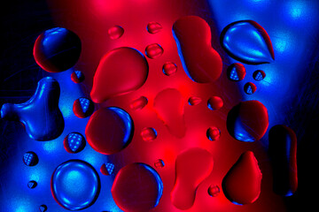 drops wallpaper Blue and pink colors.Bubbles in neon light.Fluid texture in pink and blue...