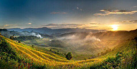 Admire the beautiful terraced fields in Y Ty commune, Bat Xat district, Lao Cai province northwest Vietnam on the day of ripe rice harvest.