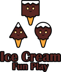sweet chocolate ice cream with game concept