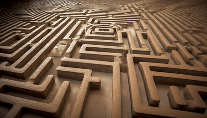 maze game with labyrinth, success way, generative ai