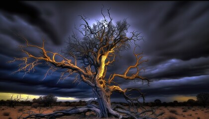 Tree of Death in a Storm and Bad Weather Environment Generated by AI