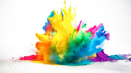 colorful rainbow paint color powder explosion isolated white background. -  Abstract, Artistic, Creative, Design, Texture.