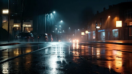 Fototapeta na wymiar Dark background scene of an empty street. Generative Ai. Isolation, reflection, introspection, somber. 