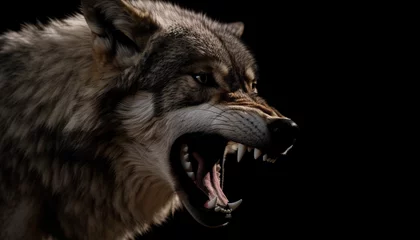 Foto op Aluminium brown quick wolf in the meadows, fierce, fangs, angry, strong © The animal shed 274