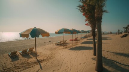 Sun, Sand, and Palms: A Beach Getaway in Paradise, AI Generative

