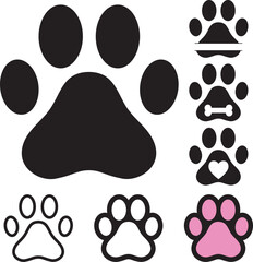 Paw Print Dog, Paw Monogram isolated on a white background.