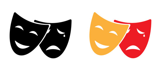 theatrical masks icons set
