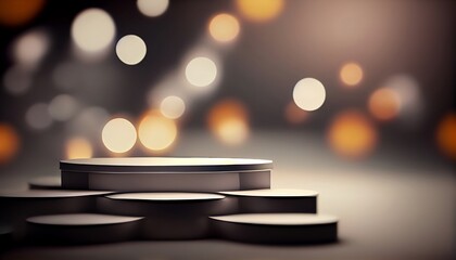 Generative AI, Exquisite and Opulent Luxury Product Stand on Stunning Bokeh Background for Displaying and Highlighting High Value Products with Elegance and Panache