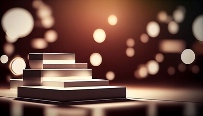 Generative AI, Exquisite and Opulent Luxury Product Stand on Stunning Bokeh Background for Displaying and Highlighting High Value Products with Elegance and Panache