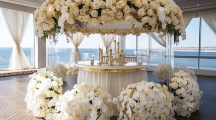 Wedding interior with decoration. generative AI	