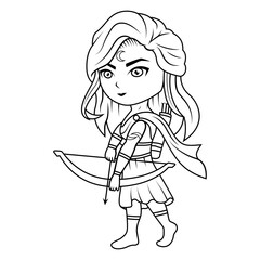 Artemis chibi mascot line art