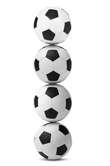 Fototapeta premium Stack of soccer balls on white background