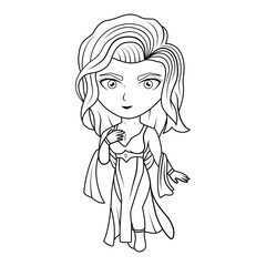 Hera chibi mascot line art