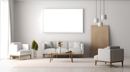 Canvas mockup 3d living room render (ai generated)