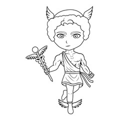 Hermes chibi mascot line art