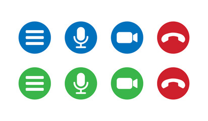 Video call vector flat style icons set