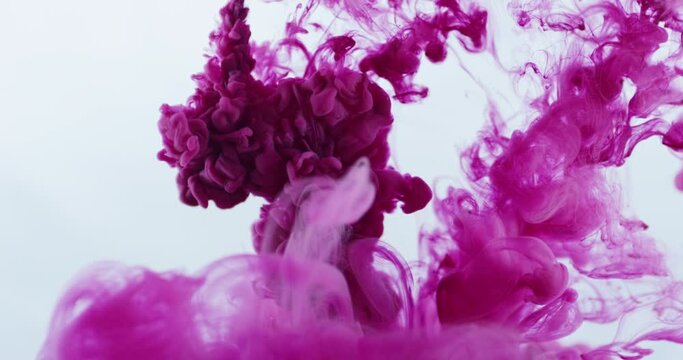 Magenta liquid color poured to water