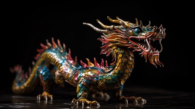 Fantasy 3D art of a Chinese Dragon. Realistic and detailed render. Generative AI.