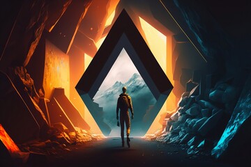 Abstrakt Cyberpunk digitale Kunst mit futuristischen Stil
