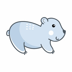 Polar bear on white background. Animal of Arctic. Vector doodle illustration for kids.