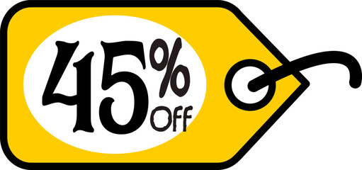 45% off, vectorial drawing of a discount tag - obrazy, fototapety, plakaty