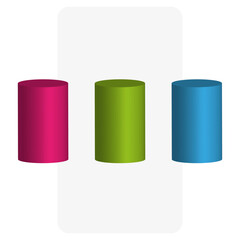 3d colored cylinders for brochure design. Vector illustration.