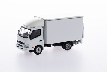 Fototapeta na wymiar White delivery truck on white background